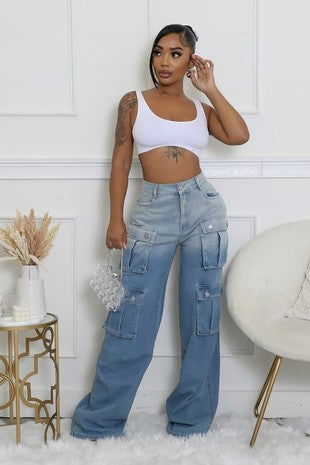 Cargo 2Tone Denim Pants